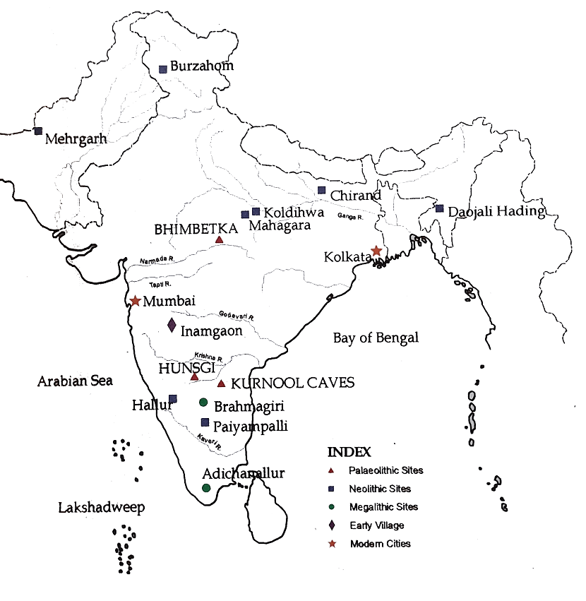 Chirand In India Map Prehistory Of India - Ancient History - Upsc Notes - Ias Site